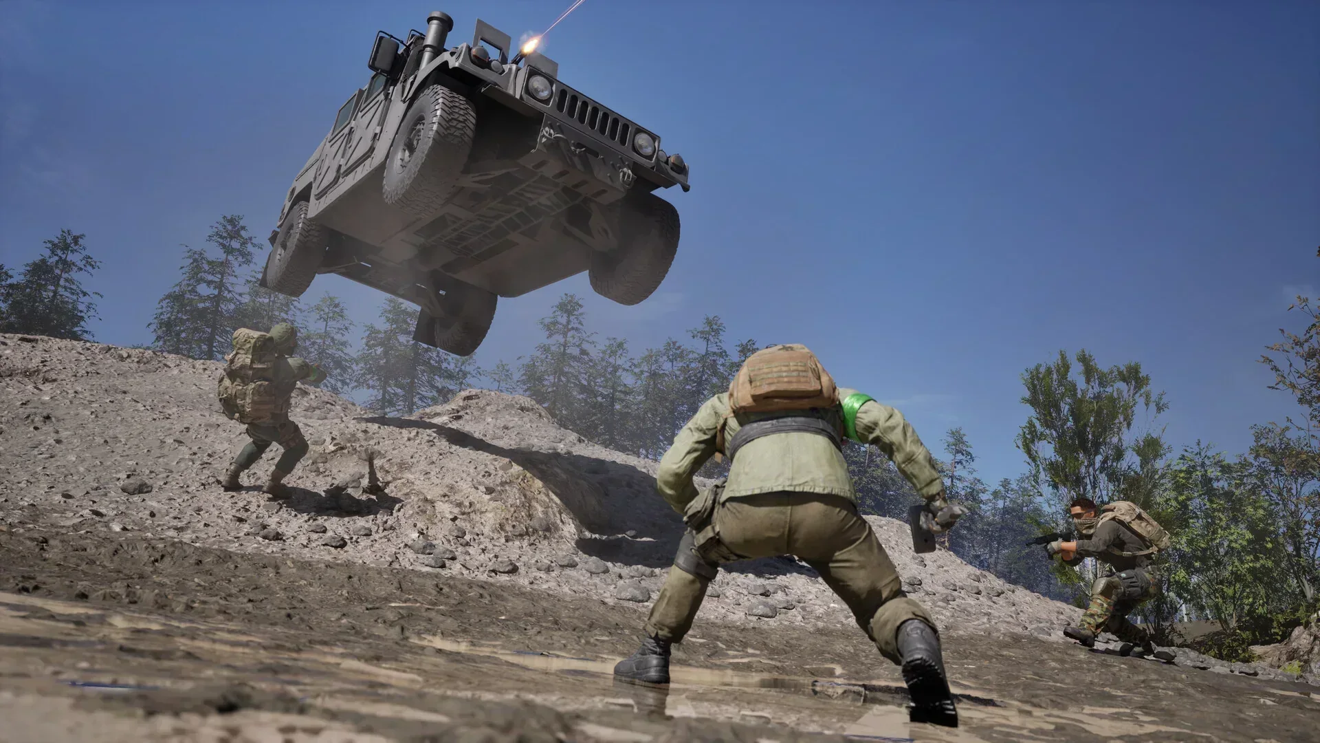 WARDOGS armored vehicle launching over a rocky slope
